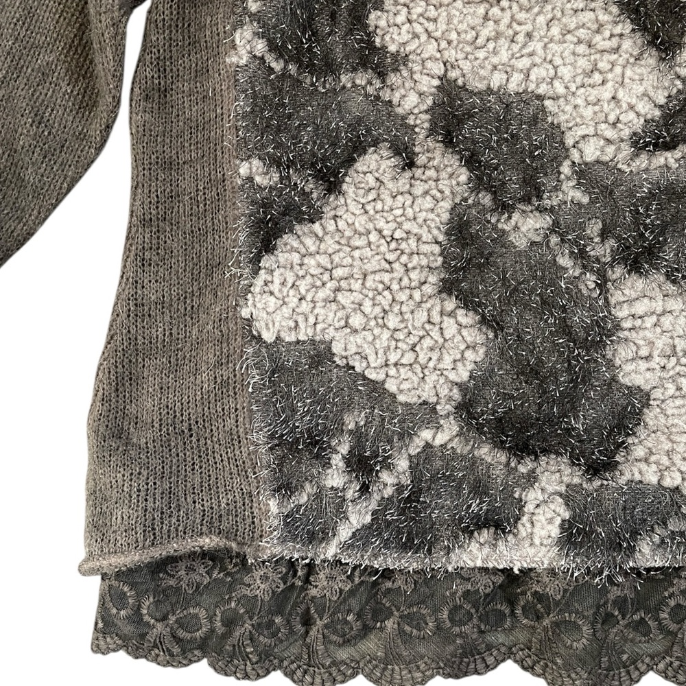 No Brand Made in Italy Dark Taupe Mix Fibers Arty Layered Pullover Sweater M EUC - Picture 5 of 12